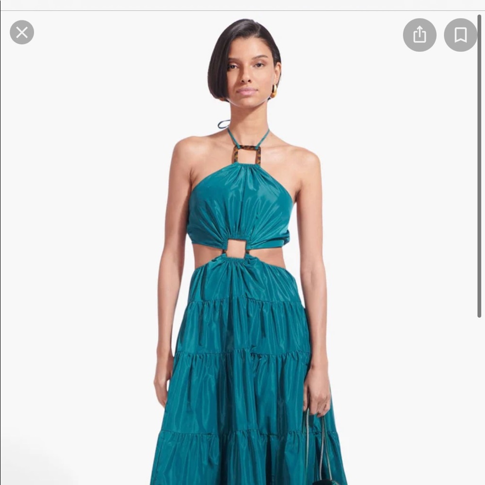 STAUD teal halter dress- worn once!